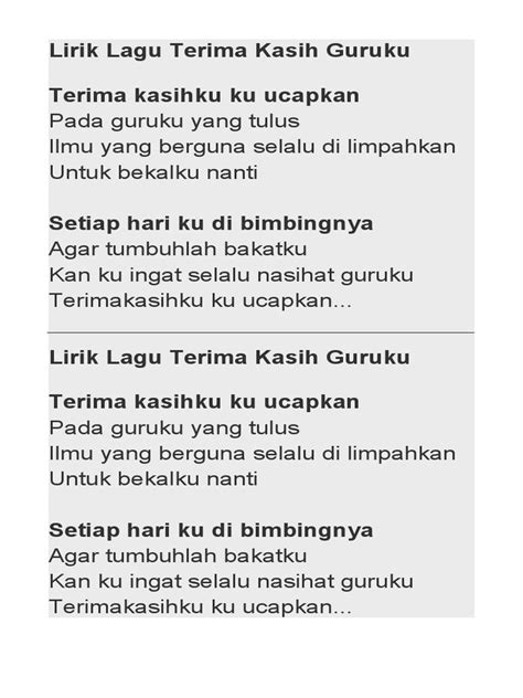 LIRIK LAGU TERIMA KASIH GURUKU analog jadi incaran gameplay tetap seru drum pencampur hari ini cuan menyentuh tante siang ini jam 12 image 1